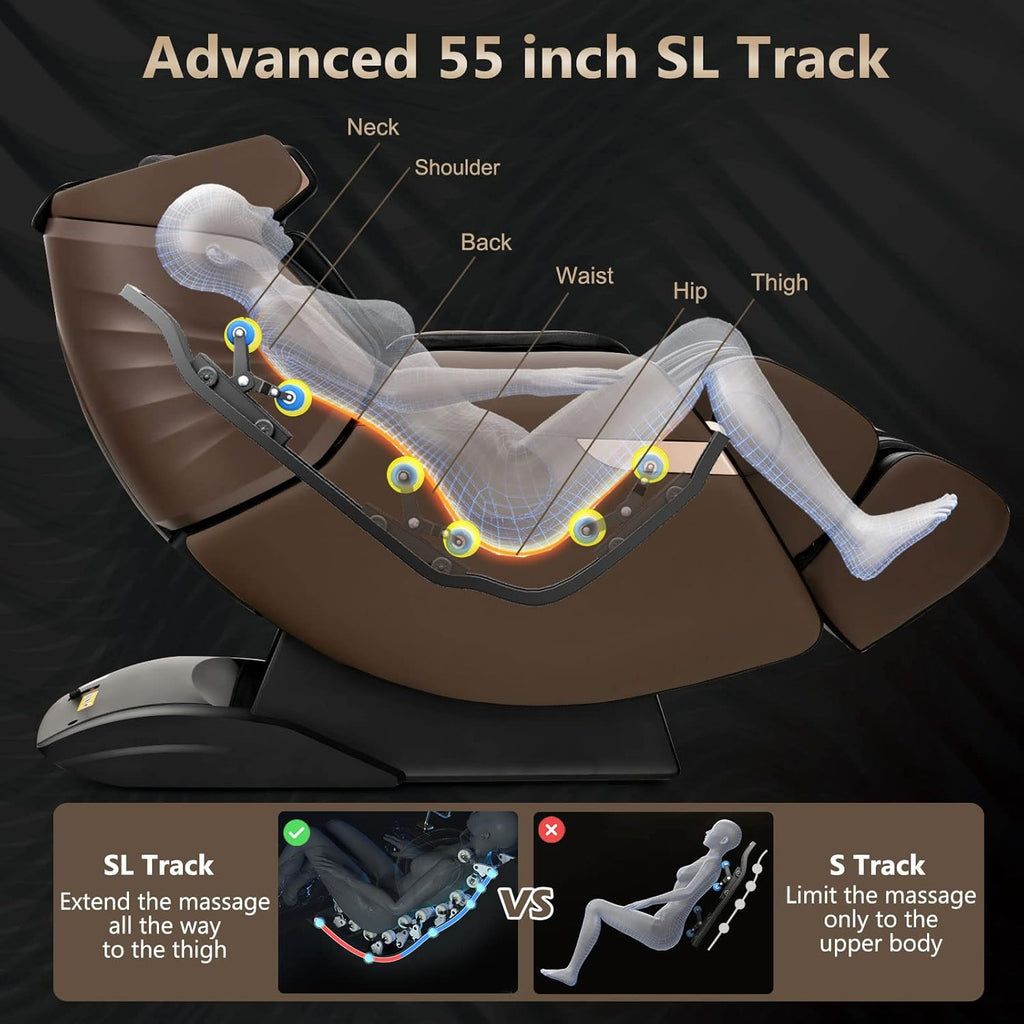 Giantex Massage Chair Full Body 3D Electric Zero Gravity Shiatsu Recliner with SL Track E55018