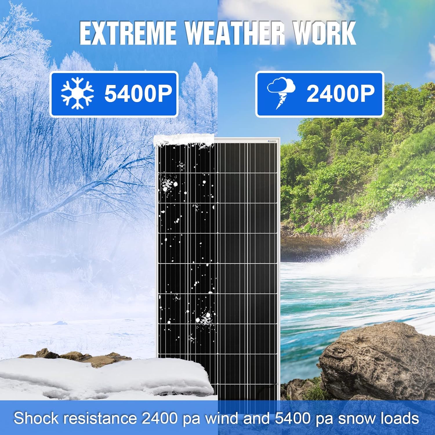 ECO-WORTHY 100 Watt 12 Volt Monocrystalline Solar Panel for RV Marine Boat Off-Grid, 2-Pack G23737