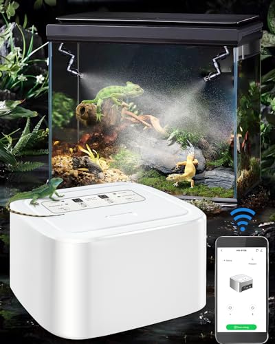 Reptile Mister Automatic, Quiet Reptile Misting System with Timer, Reptile Fogger Humidifiers with Fine Water Mist Nozzles, Terrarium Mister Humidifiers with Water Shortage Protection