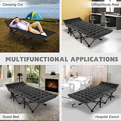 ABORON Folding Camping Cot with Mat for Adults, Heavy Duty Outdoor Bed with Carry Bag C211720