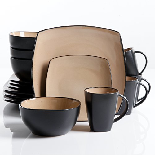 Gibson Elite Soho Lounge Reactive Glaze Stoneware Dinnerware Set, 16pc, Red Z1659