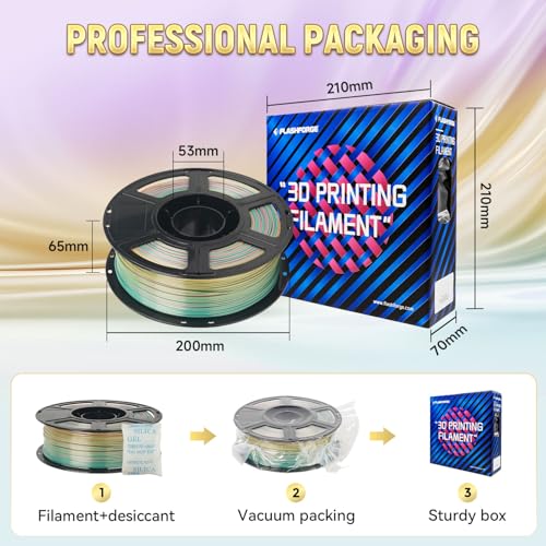 FLASHFORGE Silk PLA 3D Printer Filament 1.75mm 1KG, Multicolored Gradient V83097
