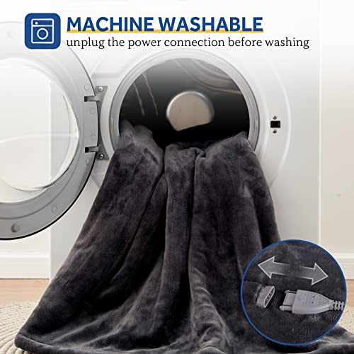 SEALY Electric Blanket Full Size, Flannel Heated Blanket with 10 Heating Levels, Machine Washable, Beige H72202