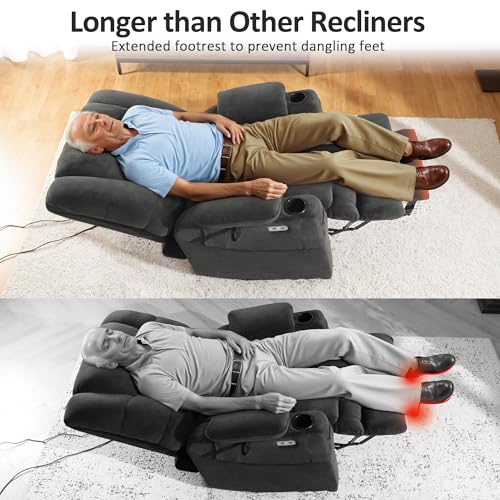 MCombo Large Triple Motor Power Lift Recliner Chair with Massage and Dual Heating, Grey D316