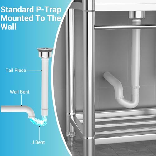 26 Inch Utility Sink, 304 Stainless Steel Free Standing with Pull-out Faucet B946
