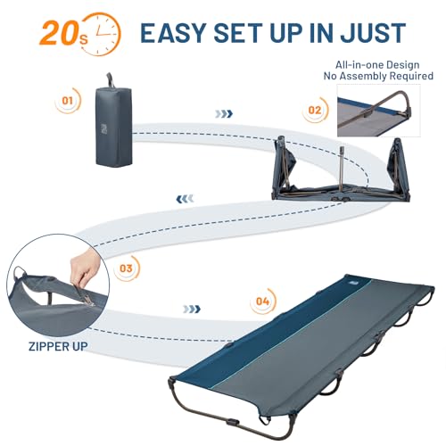 TIMBER RIDGE Lightweight Aluminum Camping Cot with Carry Bag, Blue Z494