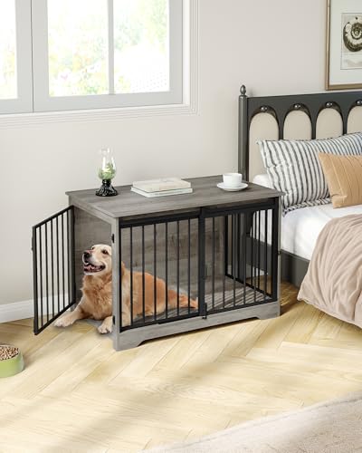 Dog Crate Furniture with Barn Door for Small Medium Dogs, Rustic Brown P911