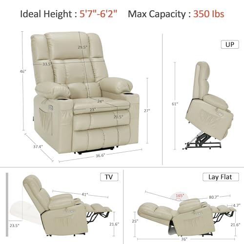 MCombo Dual Motor Power Lift Recliner Chair for Elderly with Heat and Massage, Black E570141