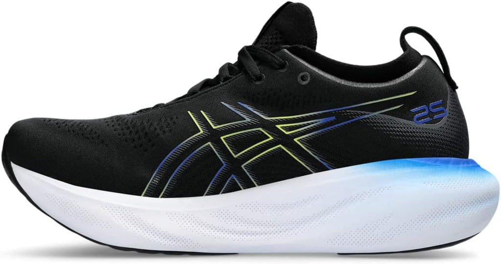ASICS Men's Gel-Nimbus 25 Running Shoes, Black/Glow Yellow J633813