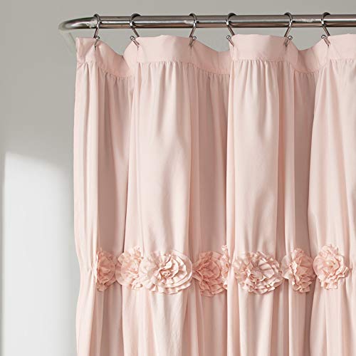 Lush Decor Darla Ruched Floral Shower Curtain, 72" x 72", Light Gray A3697