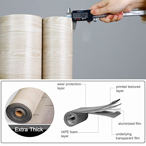 Oxdigi Peel and Stick Vinyl Flooring Roll 23"x393" Waterproof Wood Plank U1250