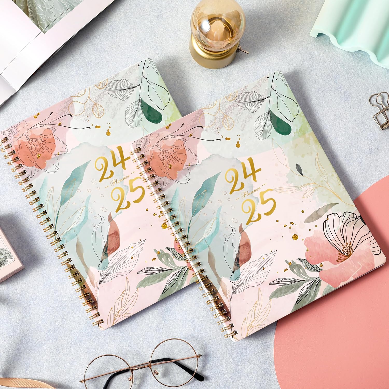 2024-2025 Planner, July 2024 - June 2025, Weekly & Monthly, 8" x 10", Twin-Wire Binding, Pink X499
