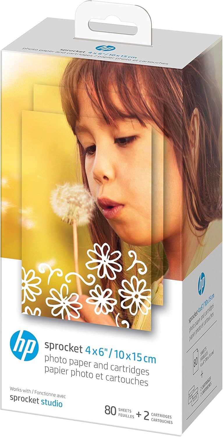 HP Sprocket Studio Plus 4x6 Instant Photo Printer with Case and Paper, White Q51150