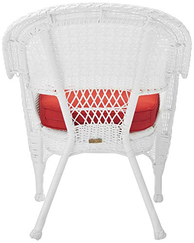 Jeco Wicker Chair with Red Cushion, Set of 2, Espresso D528