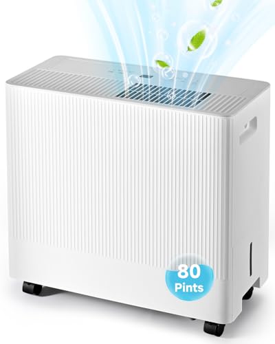 52 Pints Dehumidifiers for Home - 4500 Sq.Ft Energy Star Dehumidifier with Drain Hose for Basement Bedroom Bathroom Large Room,Auto Defrost,Intelligent Humidity Control, 0.85 Gal Water Tank