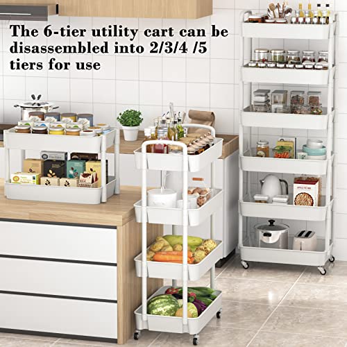 Sywhitta 3-Tier Plastic Rolling Utility Cart with Handle, Black F220270