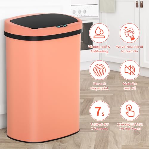 BLKMTY 13-Gallon Stainless Steel Touchless Trash Can with Lid A62473