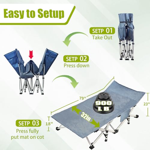 XXL Camping Cot for Adults with Mattress Heavy Duty Folding Bed with Carry Bag H5280