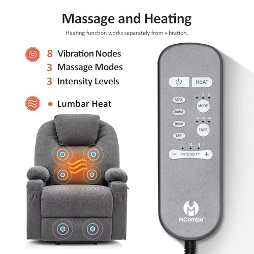 MCombo Small Power Lift Recliner Chair for Elderly with Heat and Massage, USB & Type C Ports J262