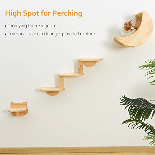 Solid Wood Cat Wall Shelves and Perches for Indoor Cats 3-Piece Set M28209