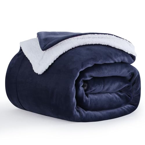 Aisbo Warm Throw Blanket Queen - Extra Thick Sherpa Flannel Reversible Blanket Dark Grey for Queen Size Large Bed, Super Soft Plush Winter Blanket for Sofa and Couch, Fluffy Blanket 90x90 Inches