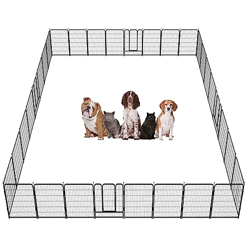 Dog Playpen 32 Inch Heavy Duty Folding Indoor Outdoor Pet Exercise Fence with Door for Large Medium Dogs H857