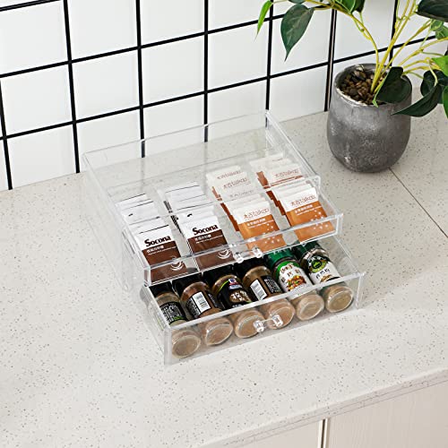 Cq Acrylic Stackable Makeup Organizer Set of 2, Clear 6 Drawers L8492
