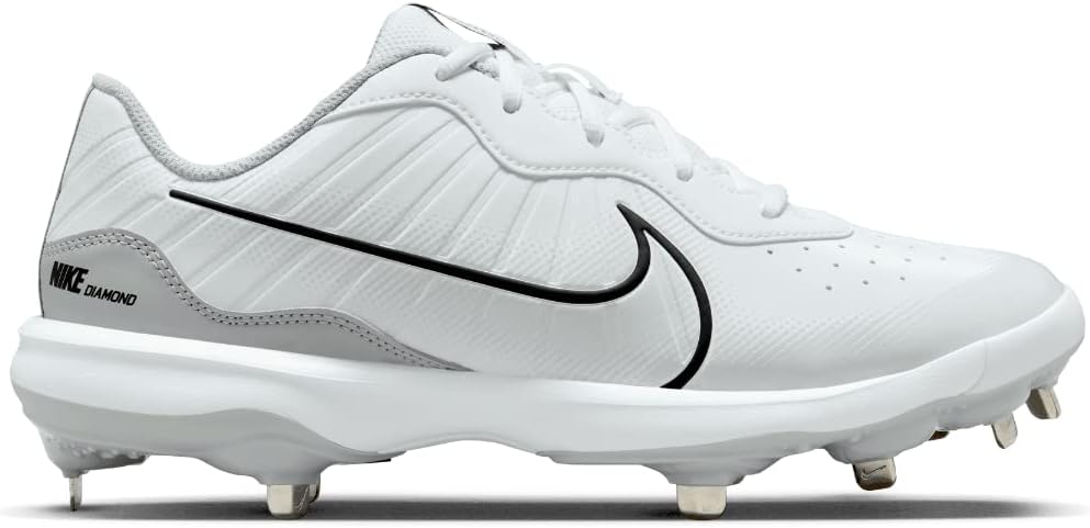 Nike Alpha Huarache Varsity 4 Low Metal Baseball Cleats White | Gray Size 8 Medium