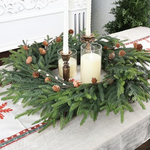 Artgar 26 Inch Pine Wreath for Front Door Christmas Decor T2410