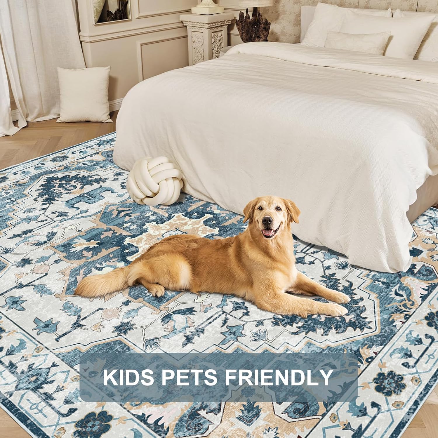 Vintage Boho Non Slip 8x10 Area Rug for Living Room G8353