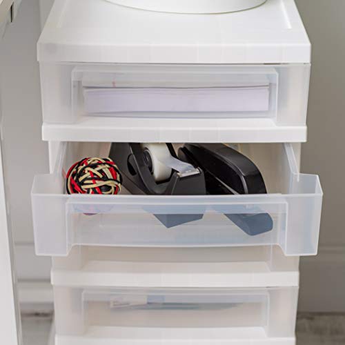 IRIS USA Plastic 10-Drawer Rolling Storage Cart with Wheels, White/Clear Y592371