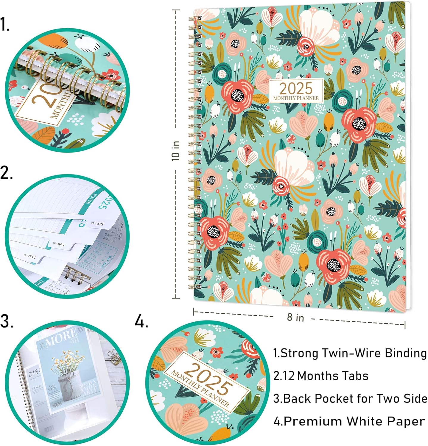 2025 Monthly Planner 8.5" x 11" with Tabs and Inner Pocket K7335