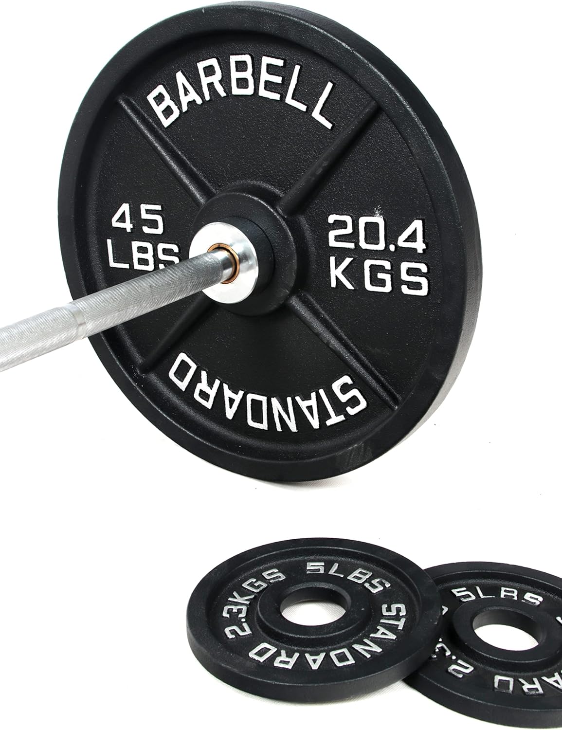 Signature Fitness Cast Iron Olympic Weight Set with 7FT Barbell, 300 lb T144483