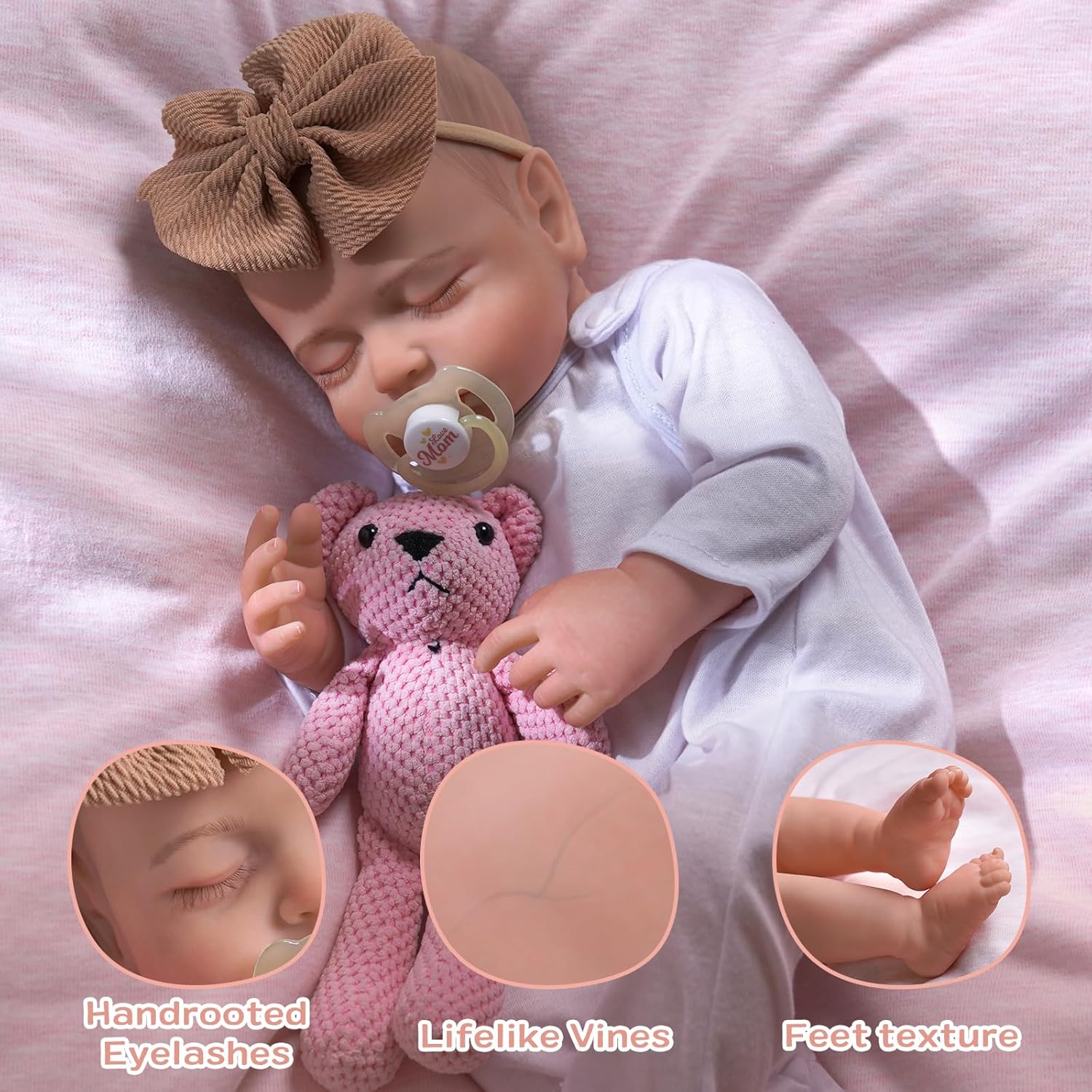 JIZHI Lifelike Reborn Baby Doll 20in Soft Body Sleeping Girl with Feeding Kit R41364
