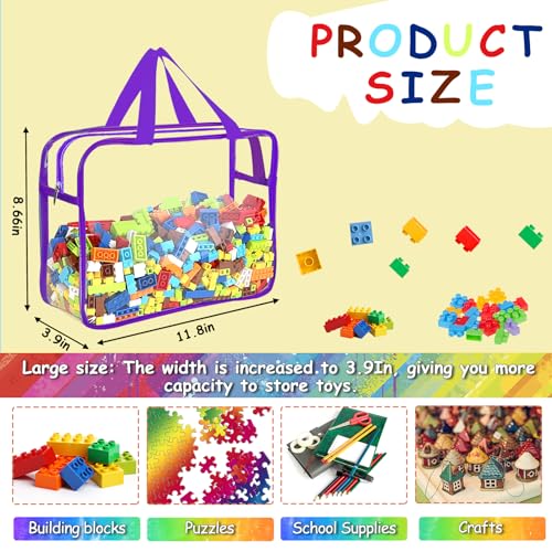 6 Packs Large Toy Storage Bags with Labels, Clear PVC Organizer with Zipper W66156