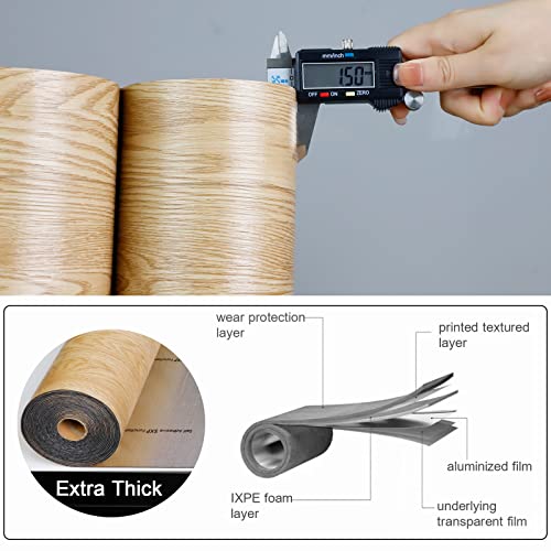 Oxdigi Peel and Stick Vinyl Flooring Roll 23"x393" Waterproof Wood Plank U1250