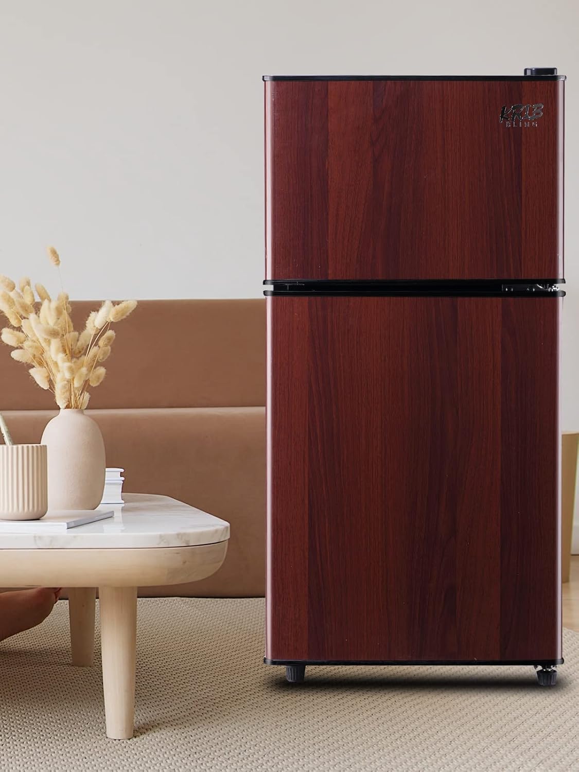 KRIB BLING Mini Fridge With Freezer, Compact 2 Door Refrigerator, 3.5 Cu. Ft C7747