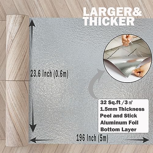 Oxdigi Peel and Stick Vinyl Flooring Roll 23"x393" Waterproof Wood Plank U1250