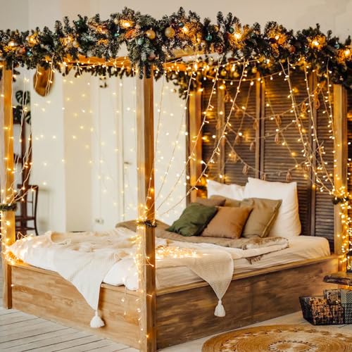 JMEXSUSS 300 LED Remote Control Christmas Curtain Lights, Warm White V64841