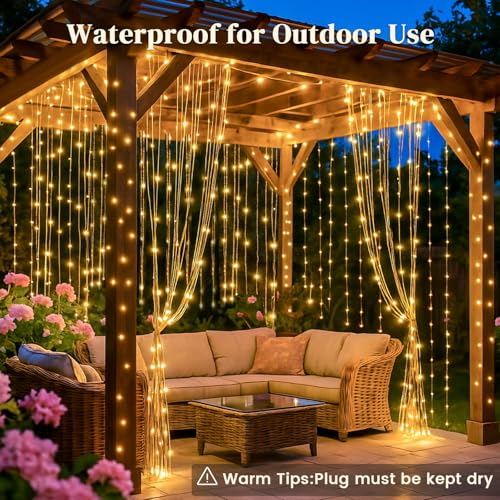 DomeStar 300 LED Fairy Curtain Lights, 9.8ft x 9.8ft, Battery Operated, Remote, Waterproof, Blue E40014