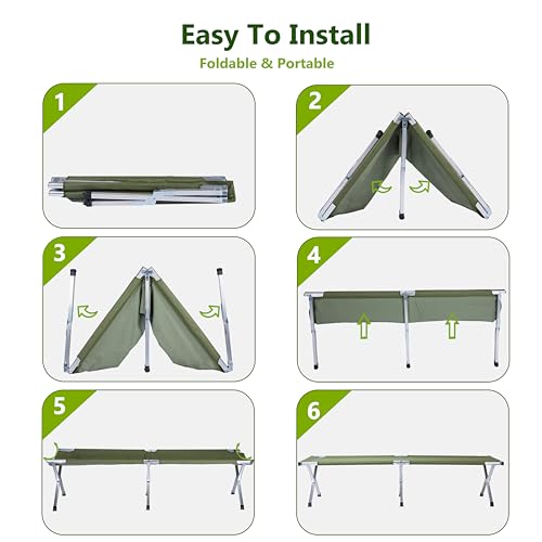Outvita Folding Camping Cot with Carry Bag, Lightweight Portable Sleeping Bed L5442