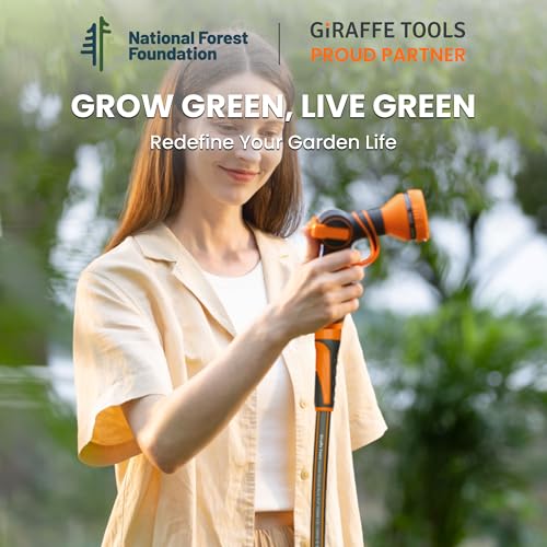 Giraffe Tools Garden Hose 100ft x 5/8", Heavy Duty Flexible Hybrid Hose Q38065