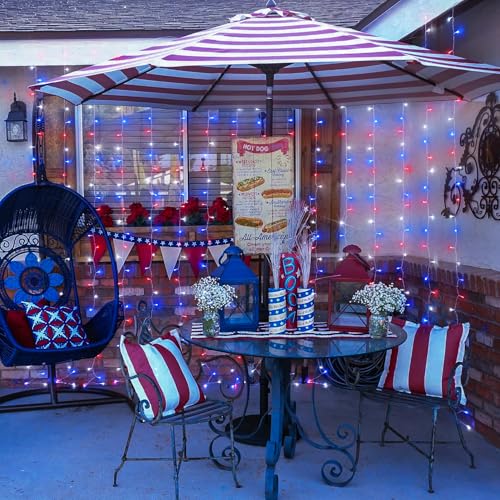 JMEXSUSS 300 LED Remote Control Christmas Curtain Lights, Warm White V64841