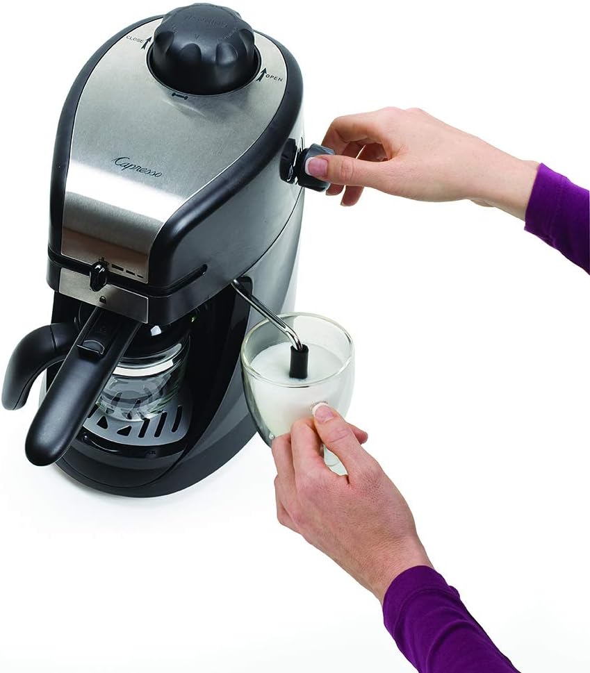 Capresso Steam PRO Espresso and Cappuccino Machine, 4-Cup, Stainless Steel/Black A784