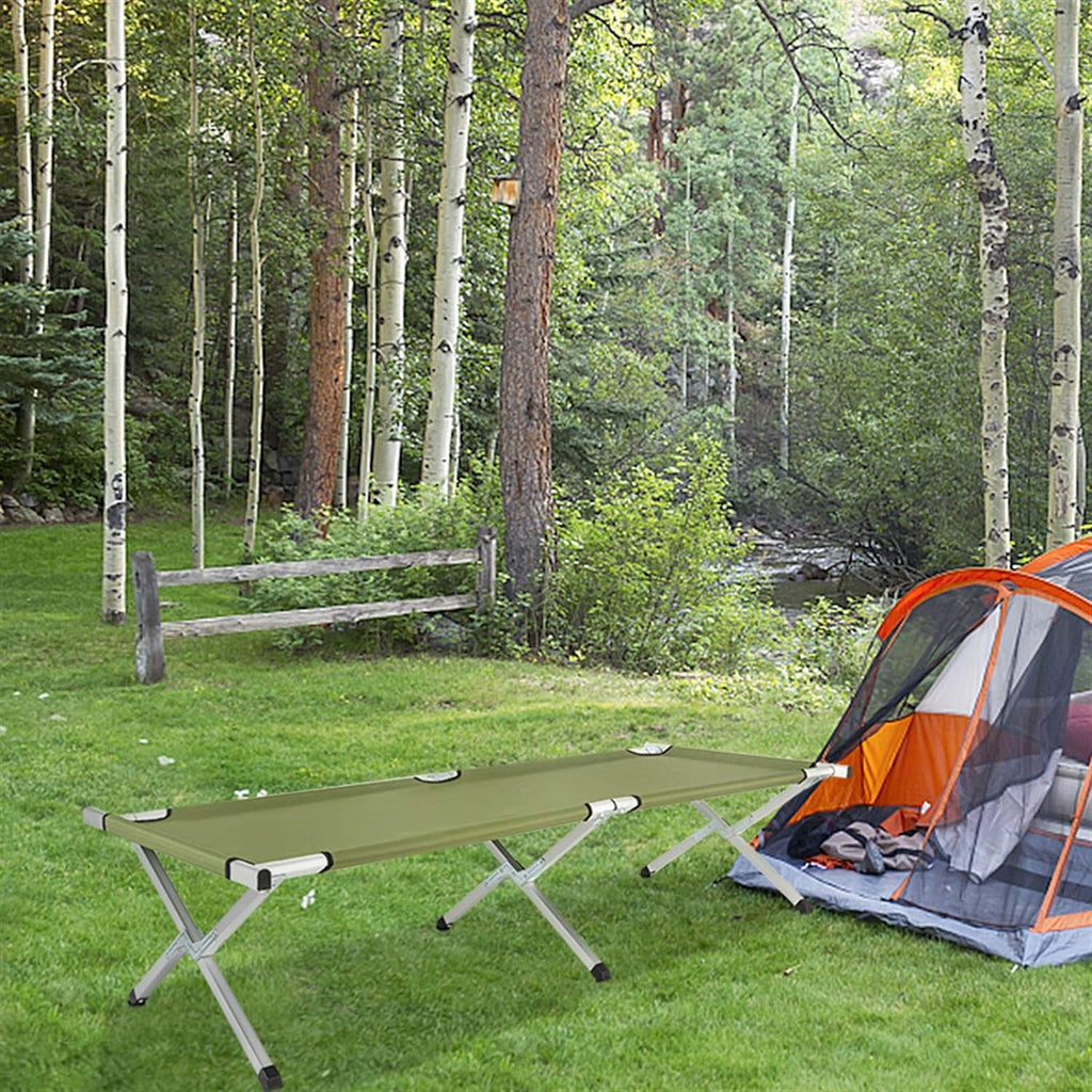 Portable Military Camping Cot with Carrying Bag, Foldable Sleeping Cot for Adults, Army Green E665
