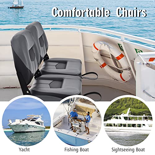 GYMAX Folding High Back Boat Seats with Stainless Steel Screws L976827
