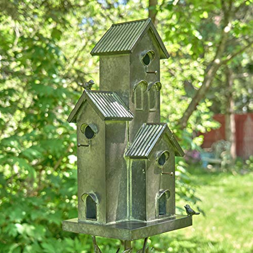 Large Copper Multi-Birdhouse Stakes for 4 Bird Families A740