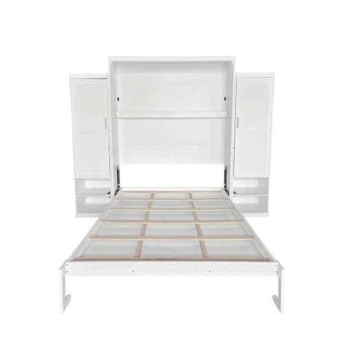 Queen Size Murphy Bed with Desk & Charging Station, White K505073