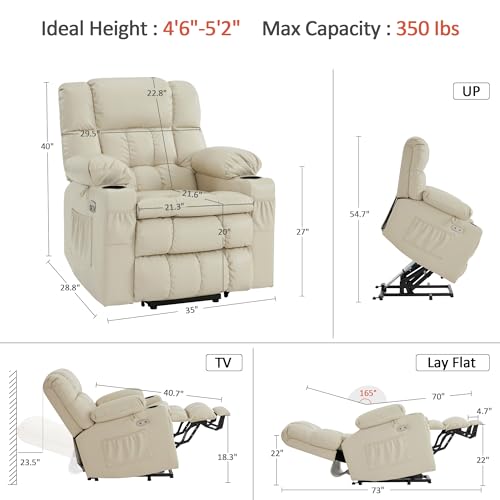 MCombo Dual Motor Power Lift Recliner Chair for Elderly with Heat and Massage, Black E570141