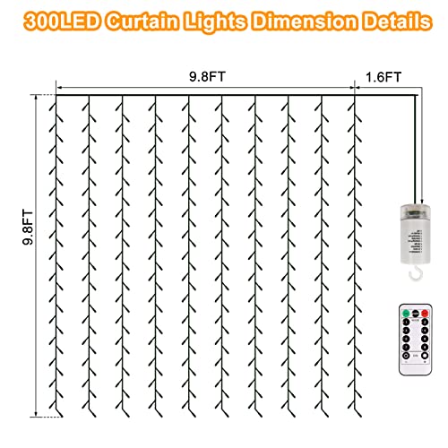 Smart Curtain Lights 400 LED Plug in with App & Remote V800